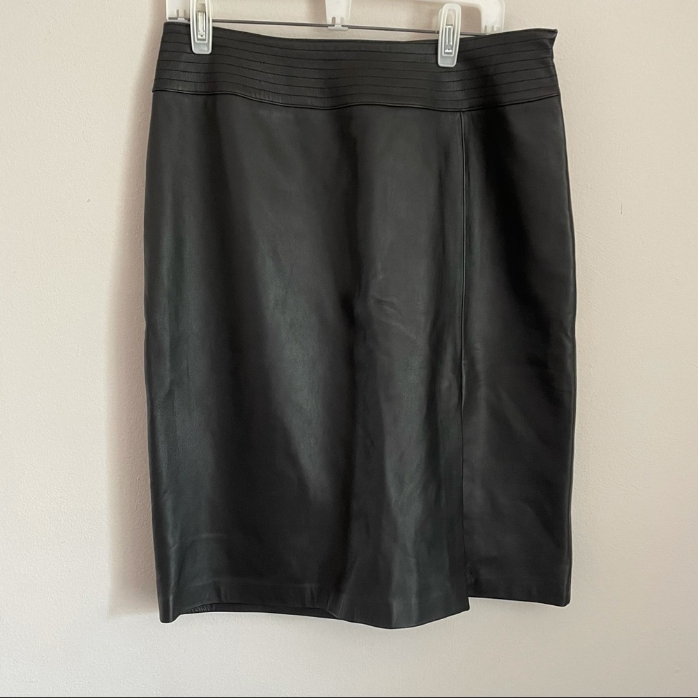 Apostrophe Leather Side Slit Pencil Skirt NWT